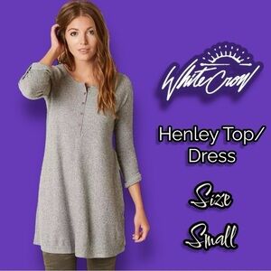 White Crow Henley Tunic Top - Heather Grey Size Small Buckle